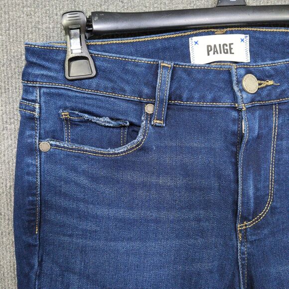 Paige Jeans Womens 27 (28x31) Ankle Skyline Skinny Dark Blue Denim Stretch - Picture 3 of 13